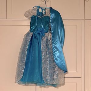 Ice Princess Gown Blue and Silver with Cape